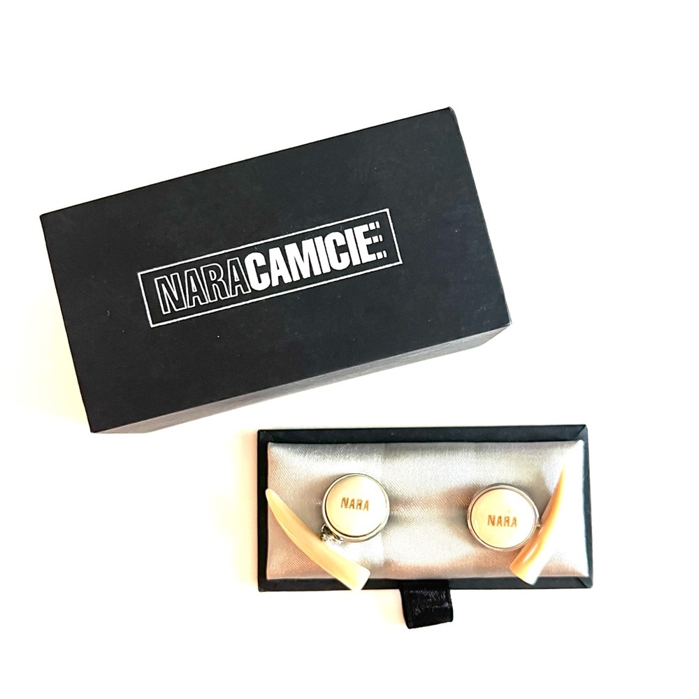 NaraCamichie Italy Cuff Links. Nara logo. New in Box